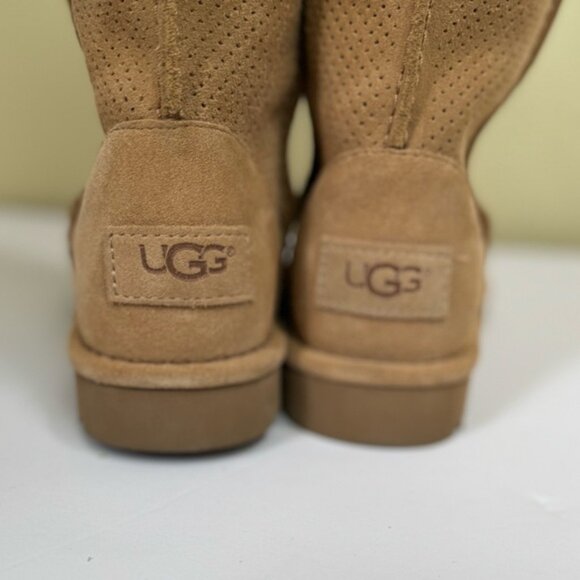 UGG NEW Classic Unlined Perforated Leather Tall Pull On Boots Suede Lightweight - Picture 5 of 14